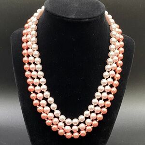 Multistrand Necklace Pink Faux Pearl by VJ Vicky Jousan